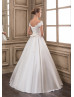 Off Shoulder Ivory Lace Satin Wedding Dress